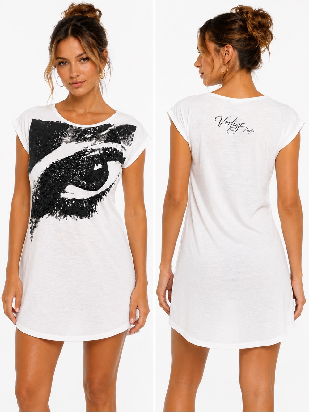 Vertigo Paris White Eye Print Swim Coverup